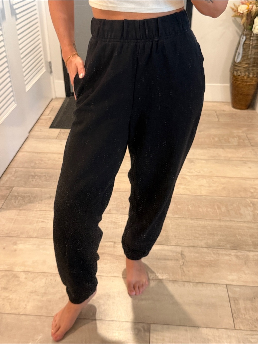 aerie Black Elastic-Waist Joggers